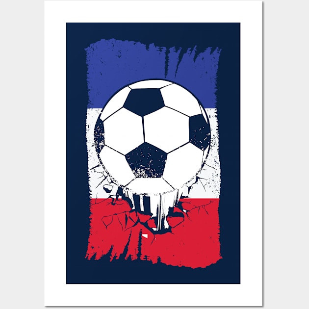 Vintage French Flag with Football // Retro France Soccer Wall Art by SLAG_Creative